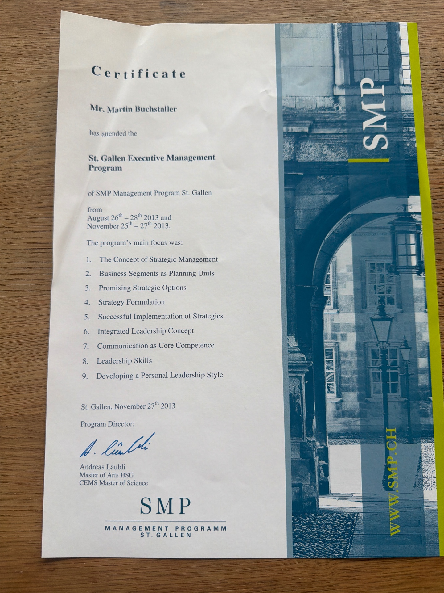 St. Gallen Executive Management Program — SMP Management Programm St. Gallen