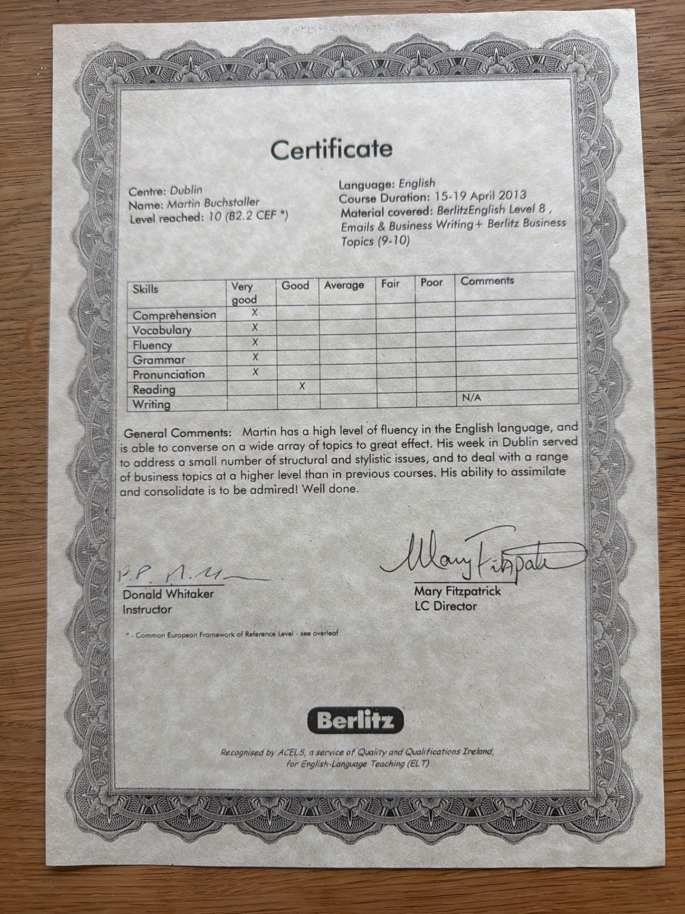 Berlitz English — Level 10 (B2.2 CEF) — Berlitz, Dublin